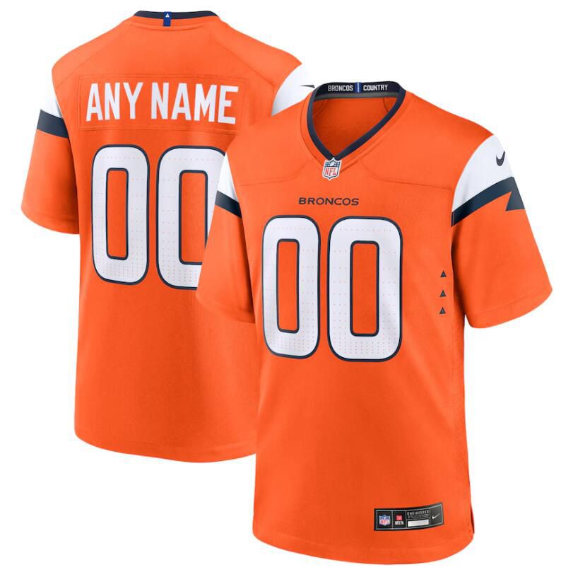Men Denver Broncos Nike Orange Custom Game 2024 NFL Jersey->denver broncos->NFL Jersey